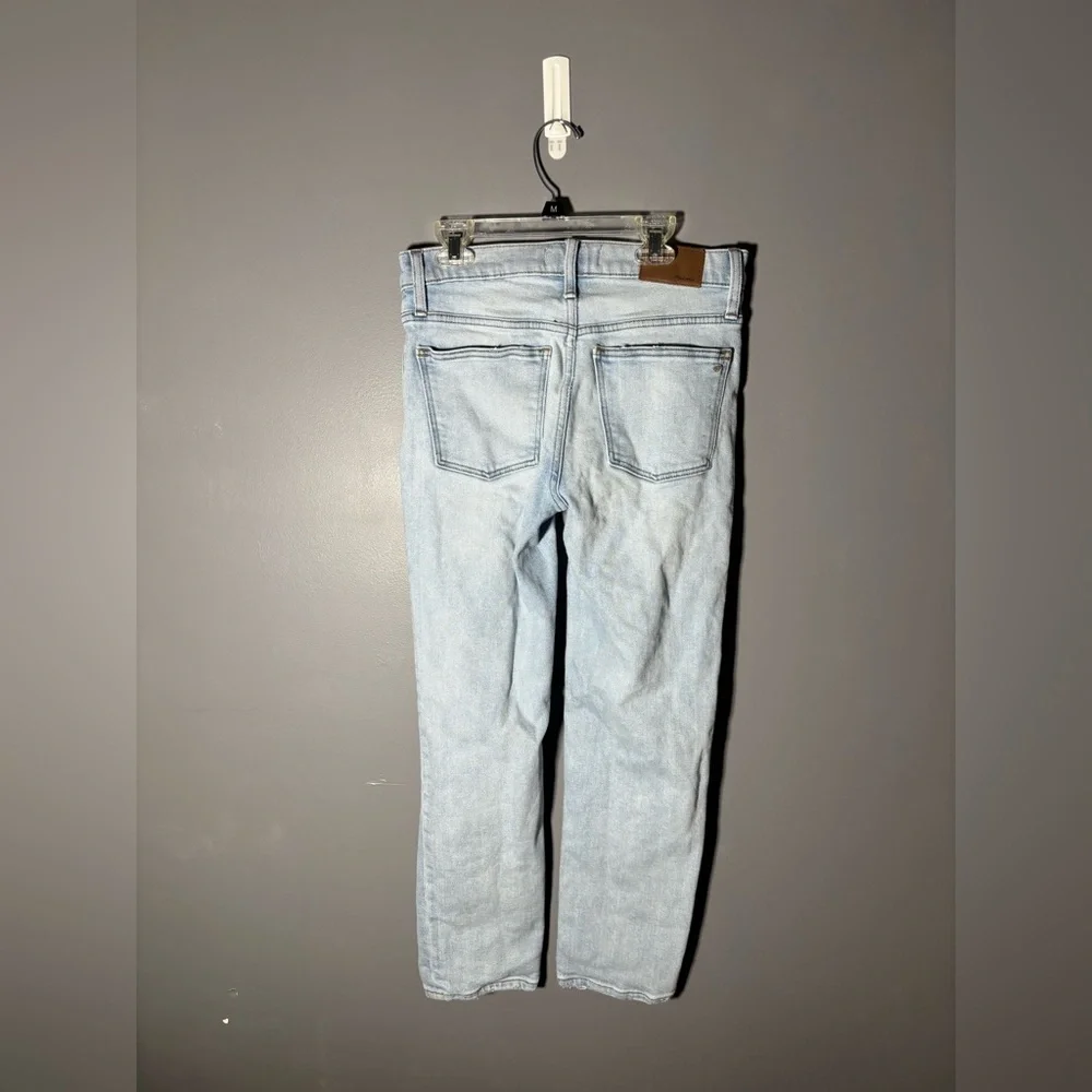 Madewell Mid-Rise Classic Straight Jeans Wellingford Wash Knee-Rip Edition SZ 25 - Picture 3 of 5